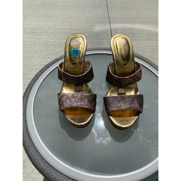 Marc Fisher Metallic Glitter Cork Wedge Sandals – Women’s 10M - Picture 1 of 7